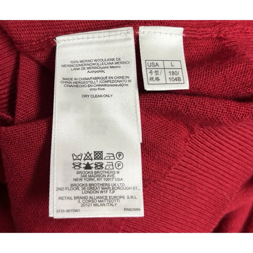 346 Brooks Mens Wool Vest Size Large L V-Neck Sleeveless Pull Over Knit EUC